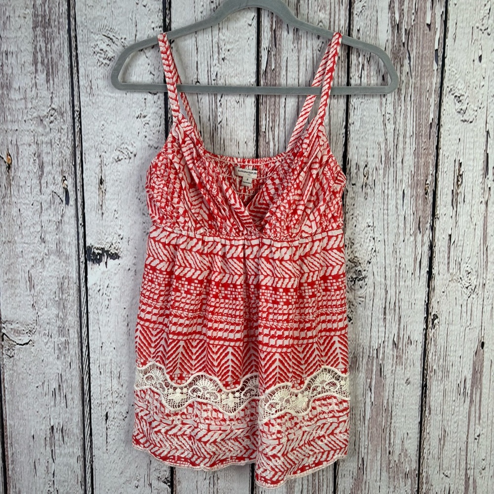 Banana Republic (Factory) Cute Babydoll Top Size Small Red White Sleeveless Tank